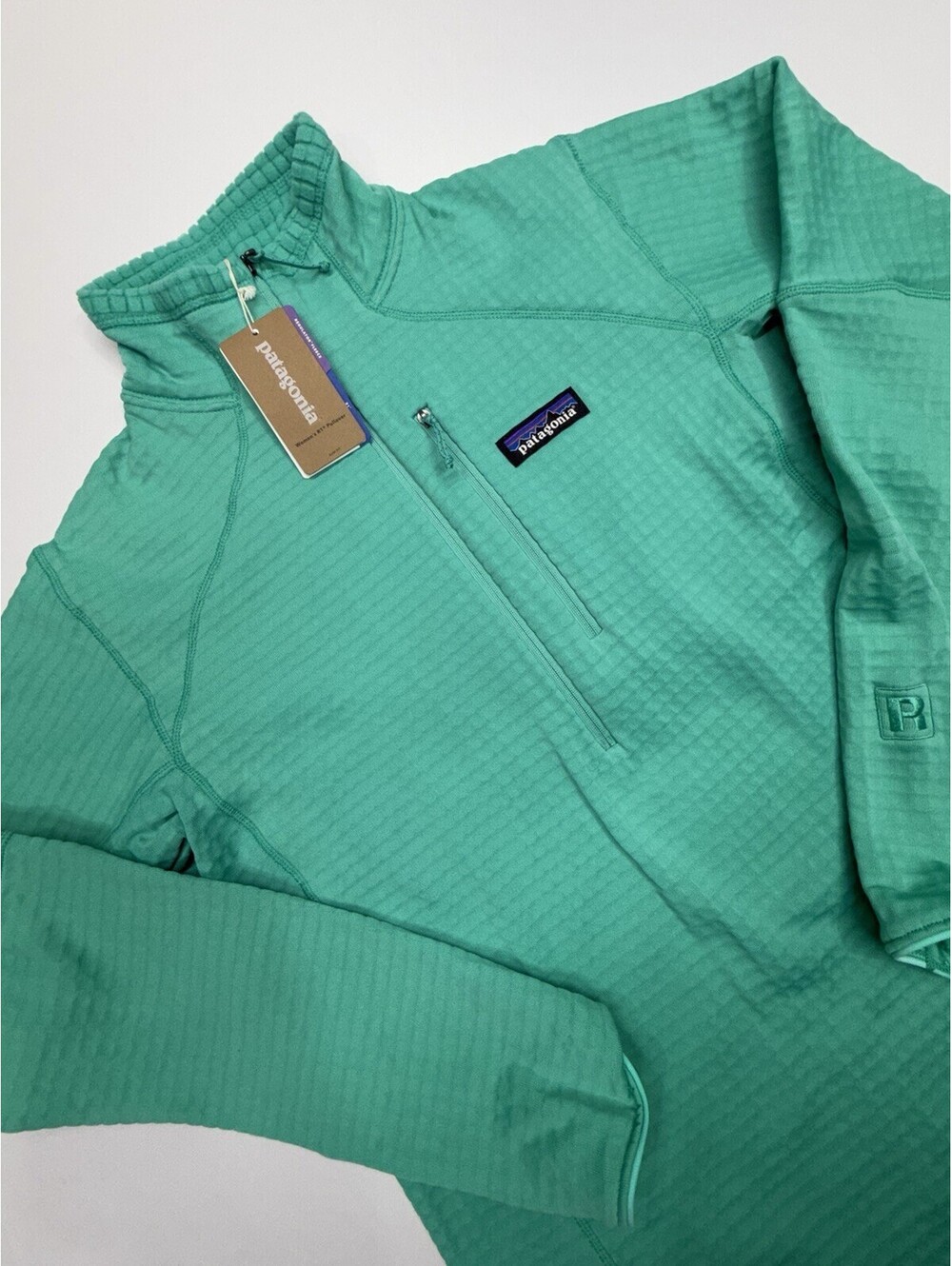 Patagonia R1 Pullover Womens Med Teal 1/4 Zip Waffle Grid Fleece Polartec 40119